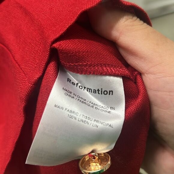 Reformation Shiela Linen Red Strapless mini Dress size 8 - Picture 7 of 8